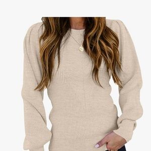 Tecrew Ladies Size XL Beige Ribbed Knit Sweater